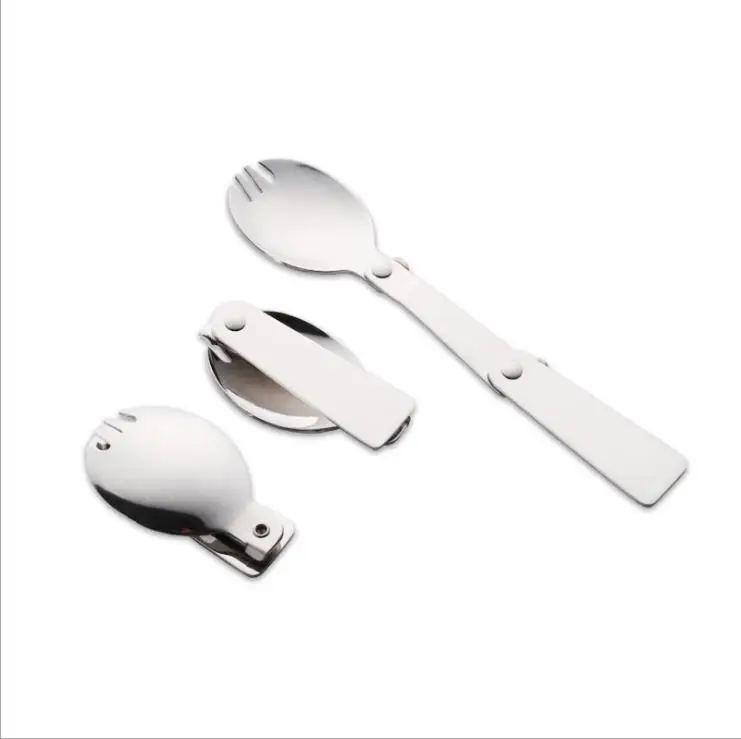 
Travel portable folding stainless steel spoon fork Camping Kit with box 
