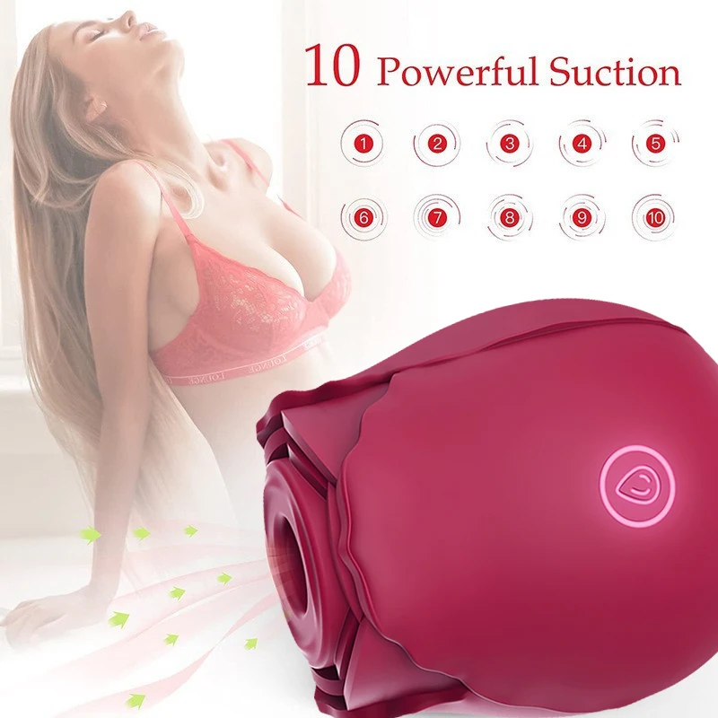 Sex Toys Wholesale Red Cute Rose Suction Vibrator Pink Flower Vibrator for Women Medical Silicone 7 Frequencies CE ROHS < 50db