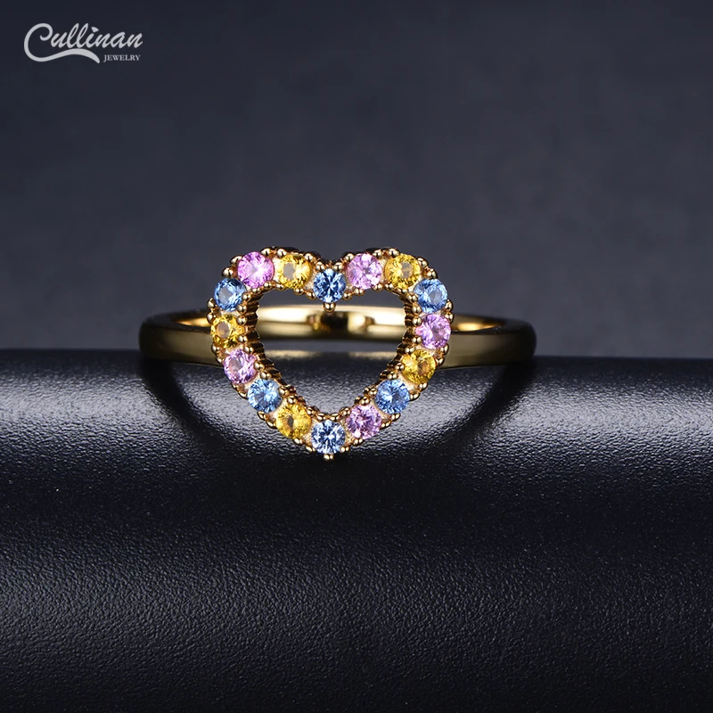 High Quality 925 Silver Gold Plated Fashion Jewelry Lady Jewelry Statement Ring Color CZ heart shape Rings  Women Gifts Ring