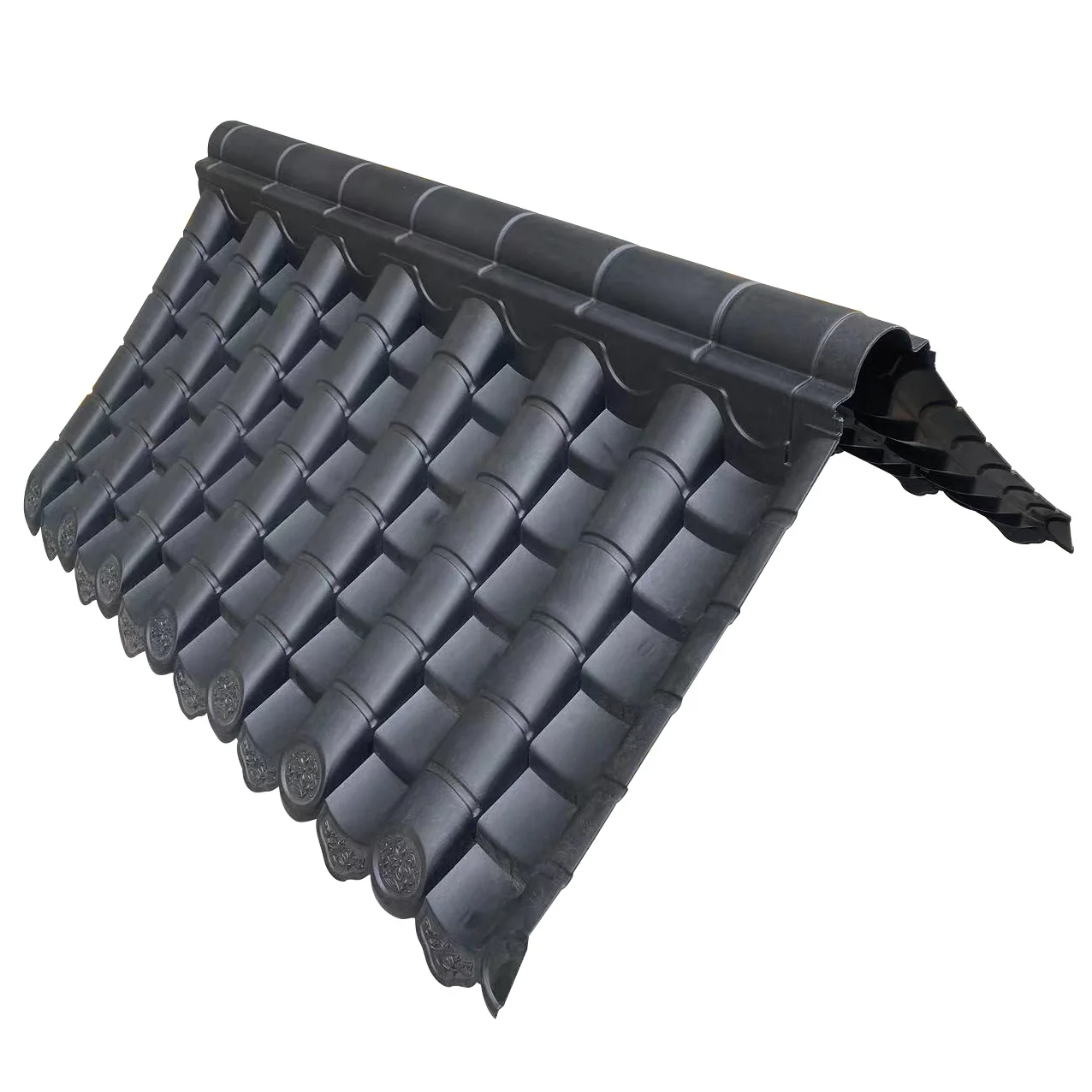 Chinese traditional yin yang plastic tile roof shingle korean roofing sheet pvc synthetic