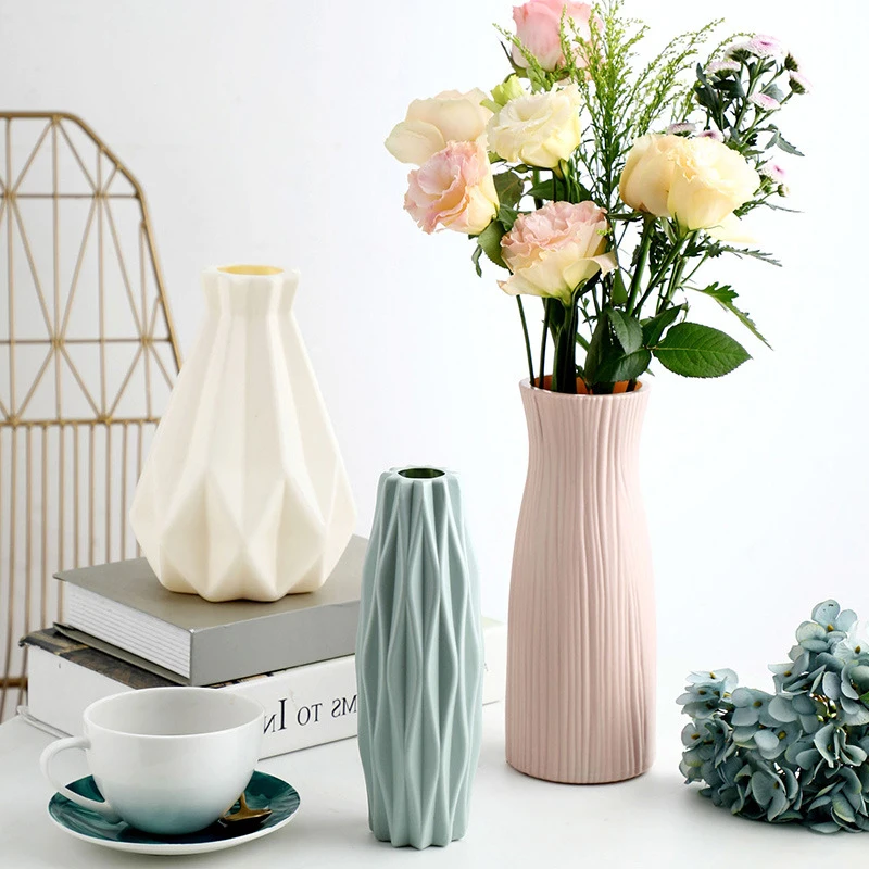
Wholesale home decoration imitation ceramic plastic vase small flower vase for home decor 