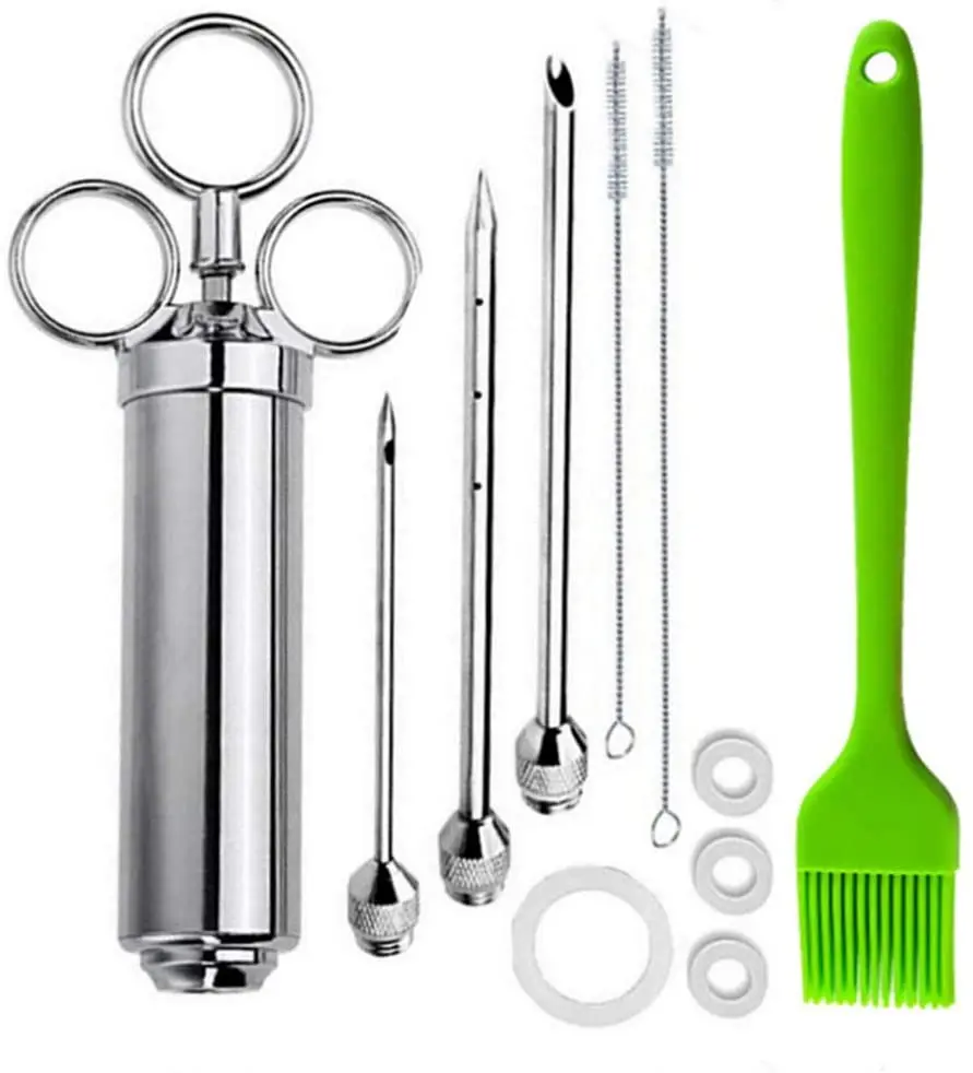 2.5 OZ Capacity High quality  304 stainless steel meat injector kit with 6 needle