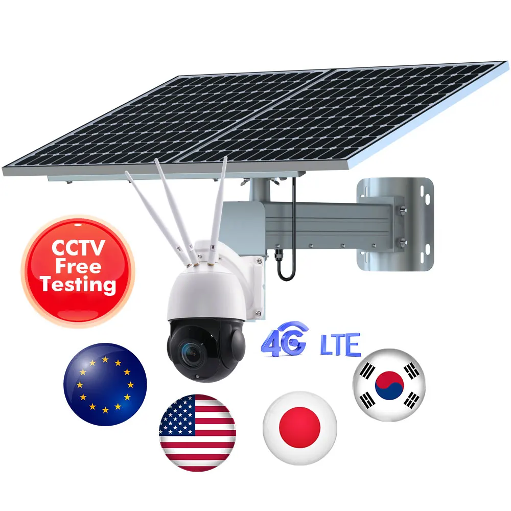 TecDeft 100 Вт Солнечная энергия gsm 4G ip ptz 5mp 30X Оптическая сигнализация PIR камера видеонаблюдения с солнечной панелью