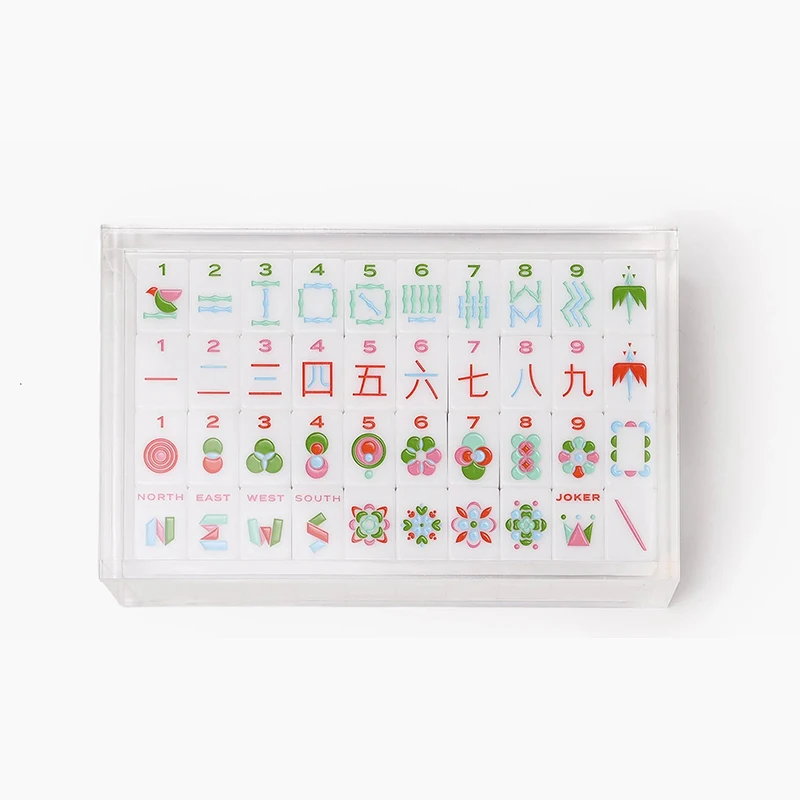 Vintage Mahjong Tiles Plastic Acrylic Family Game Tiles Classic or Pastel Color Mahjong Game Set Custom Luxury Mah Jong Tiles