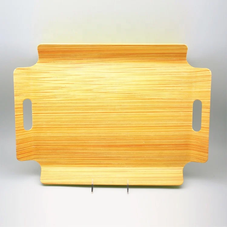 Melamine Handle Plastic Bar wooden Tray Brown