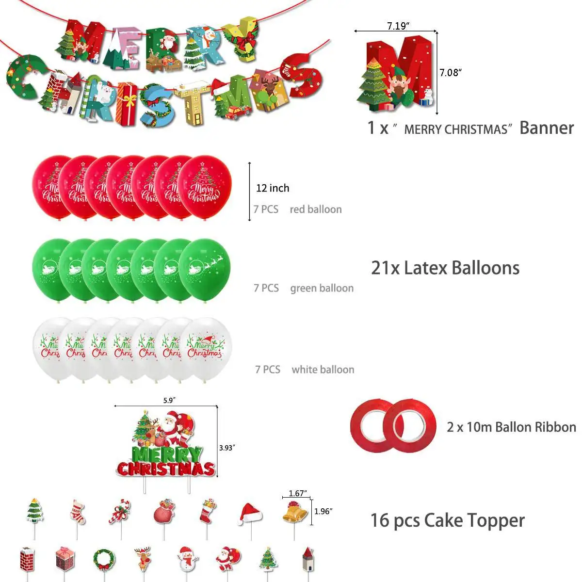 Merry Christmas banner balloons Christmas party decorations theme party supplies