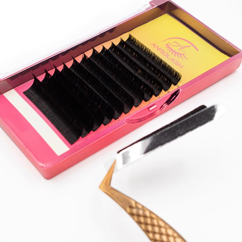 Custom Box Shine Camellia Korean Pbt Wholesale Silk 02 Lash Fan Eyelash Extensible Tech Supplies Colored Russian Faux Mink
