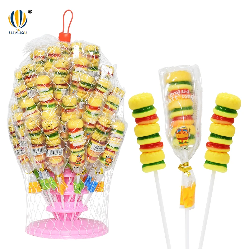 Hamburger Halal Lollipop Gummy Candy Depositor Sour Sweet Fruit Gummy Candy Halal Gummy Candy