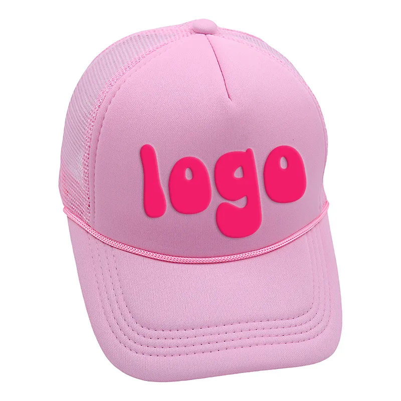 Custom printing logo 5 panel baseball hat summer caps trucker bucket rope hats for women baby dad men kids