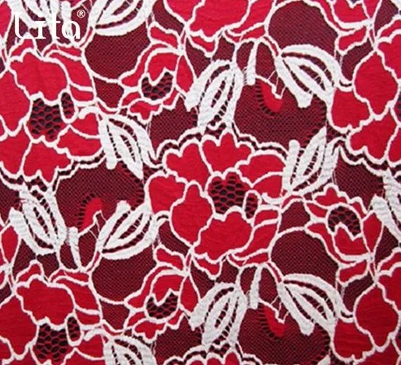 two tones pentas lanceolata design stretch lace fabric Lita Y6599-2