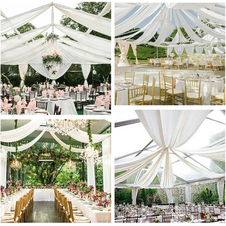 Wedding Ceiling Decor Drapes Long Chiffon Fabric Drapery Hanging Soft Curtains for Wedding Stage Hall Tent Ceiling Decorations