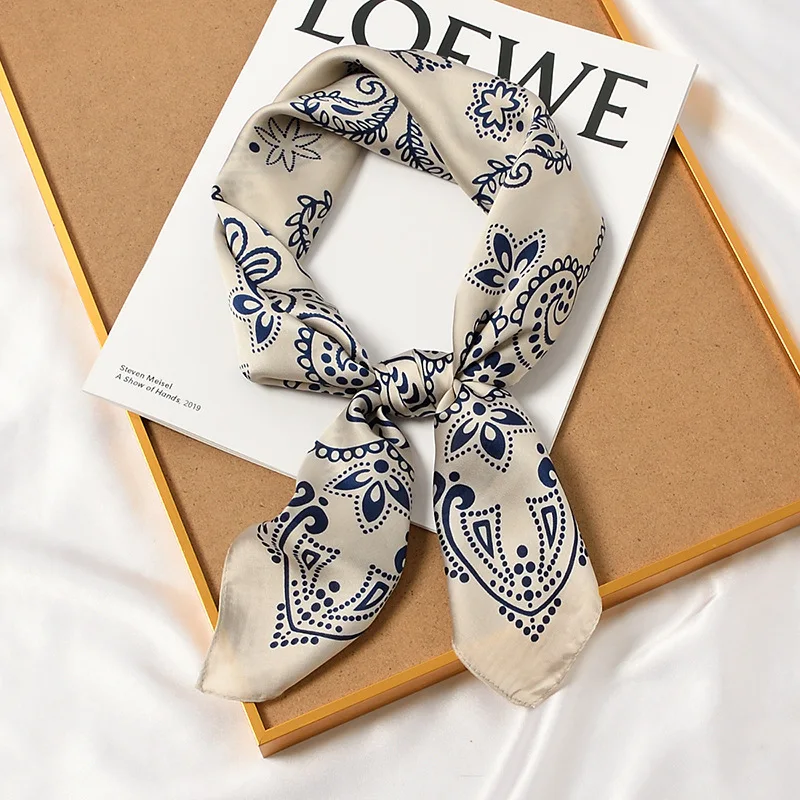 CLARMER 70x70cm Hot Sale New Head Brand Shawls And Wraps Neckerchief Bandana Hijab Female Silk Neck Scarf Square Hair Scarves