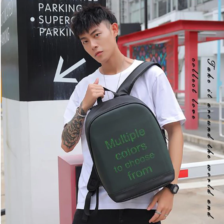 factory customized black aesthetic waterproof oxford led  backpack eco friendly portable carry on back pack bag with led screen