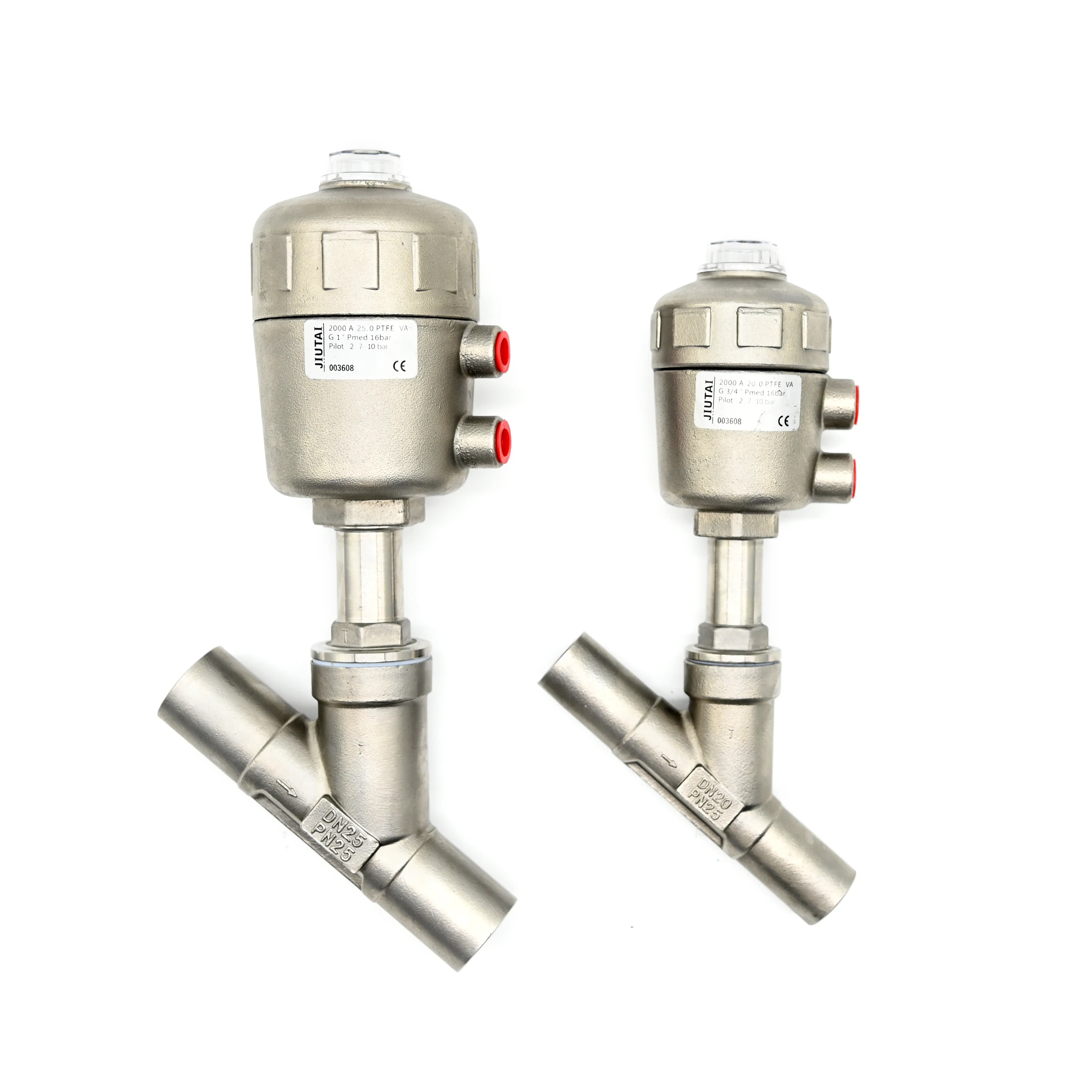 Double Acting DN15 1/2 inch Water Steam Control Angle Seat Valve Pneumatic welding stainless steel angle seat valve