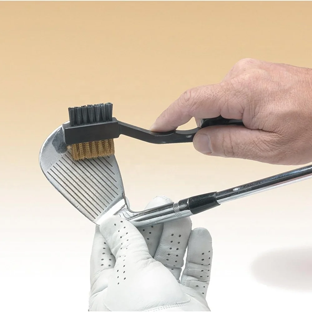 Hot Sale Golf 2 Sided Nylon Brush Tool Cleaner Brass Wires Golf Club Brush
