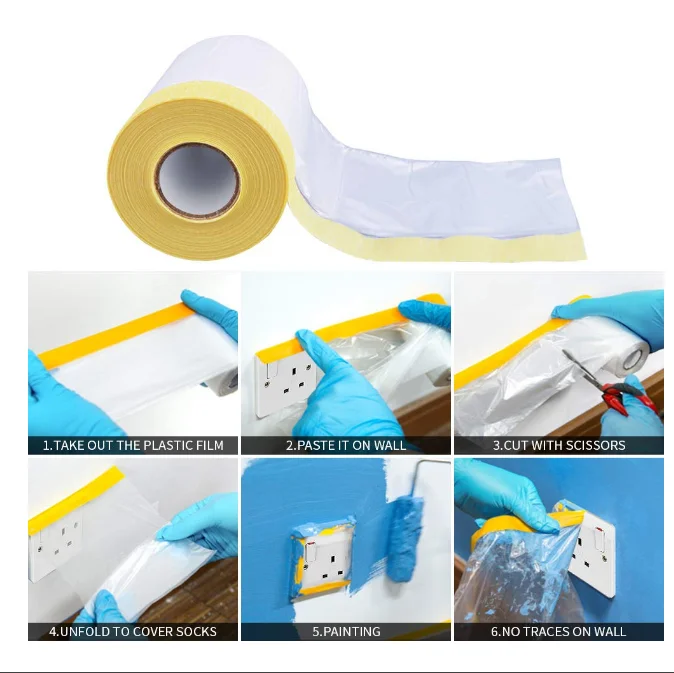 Pre Taped Masking Film Roll 55cm width