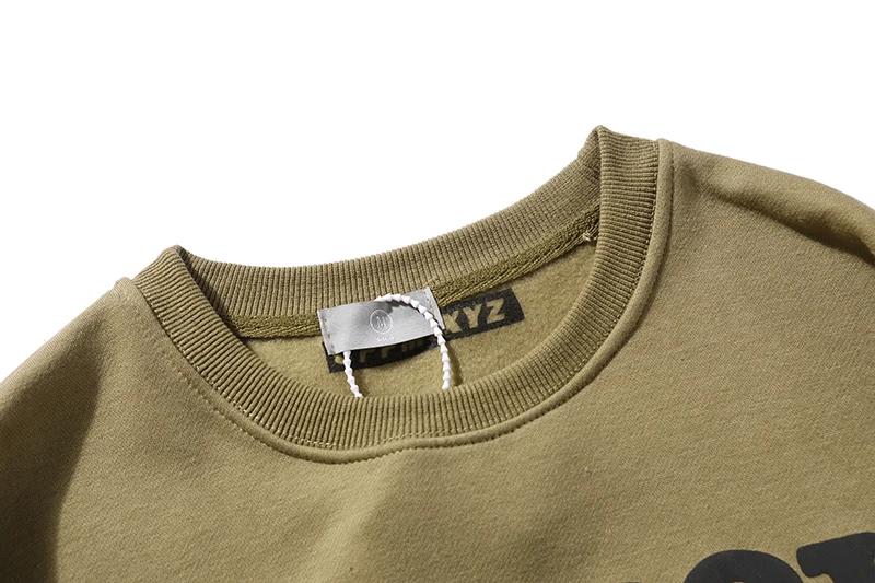 New Style Letter Puff Fleece Oversize Men Pullover Hoodies Fashion Casual 100% Cotton Hoodie O Neck Sweatshirt