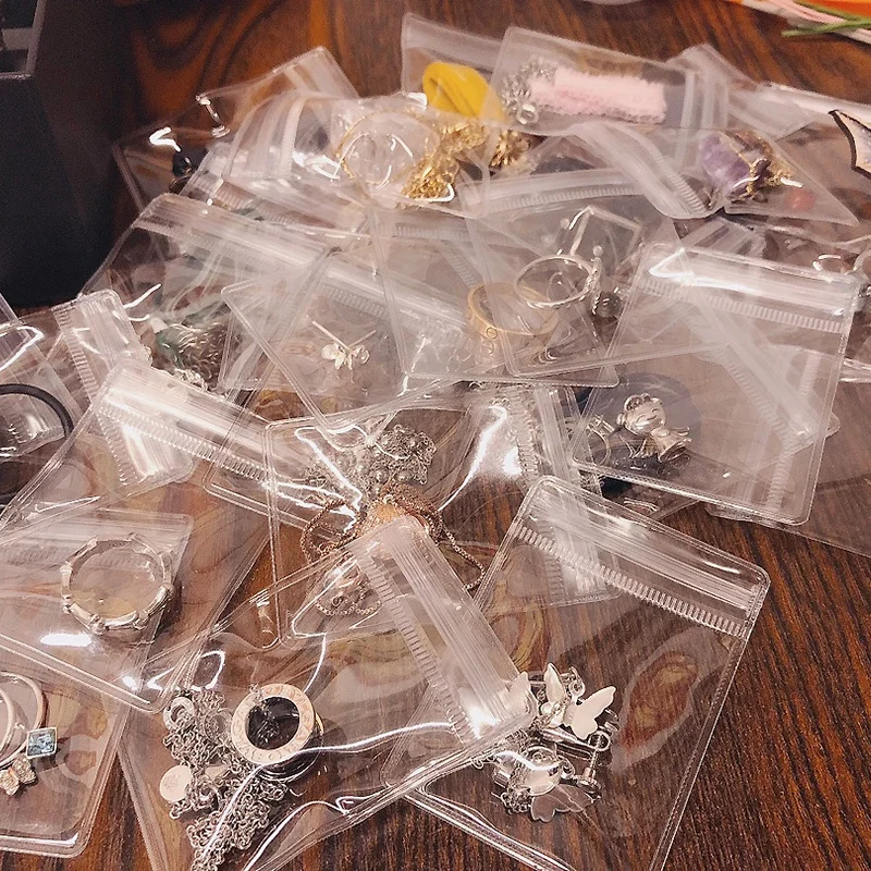 High Quality Thickened Sealed Transparent Dust Small PVC Jewelry Zipper Storage Packaging Bag