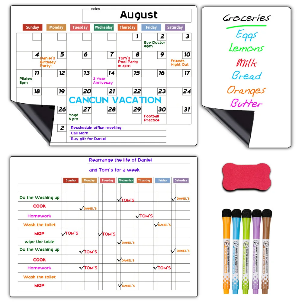17*11inch Monthly Weekly Planner Magnetic Dry Erase Whiteboard Sheet Magnetic Refrigerator Calendar for Fridge