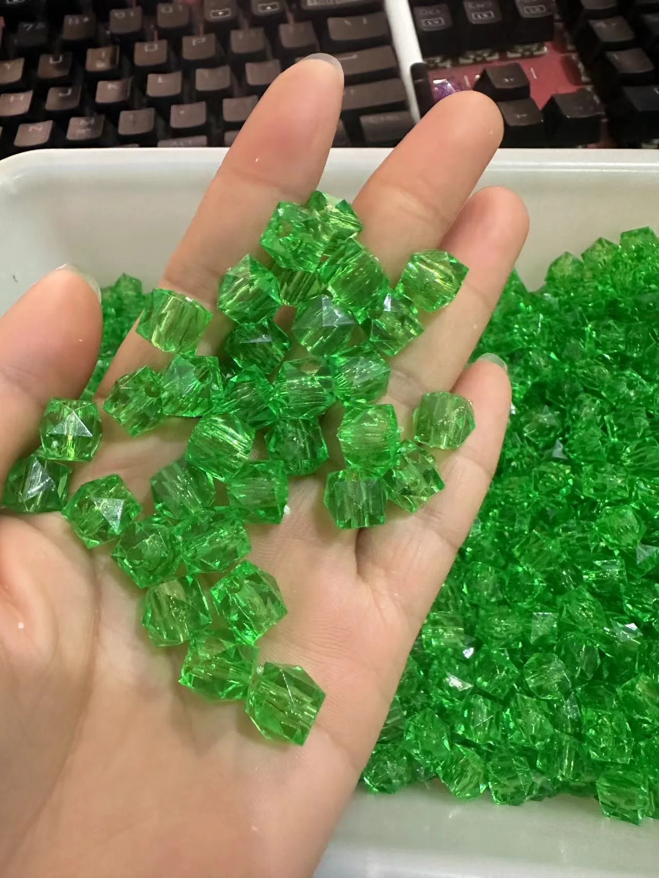 Handmade 10mm Transparent White Square Diamond Bead Braid Full Star DIY Colorful Bead Braid Acrylic Plastic Lucite Loose Beads