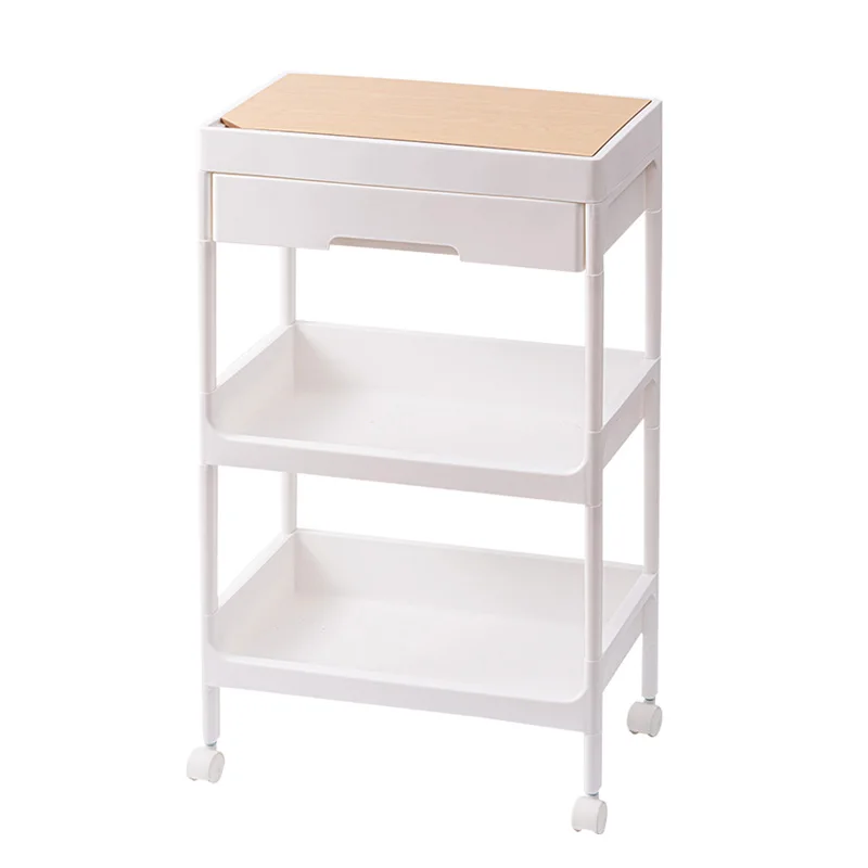 Practical 3 Layers plastic  Storage Rack Hotel Room Service Trolley Household Bathroom Kitchen Trolley with Wheel