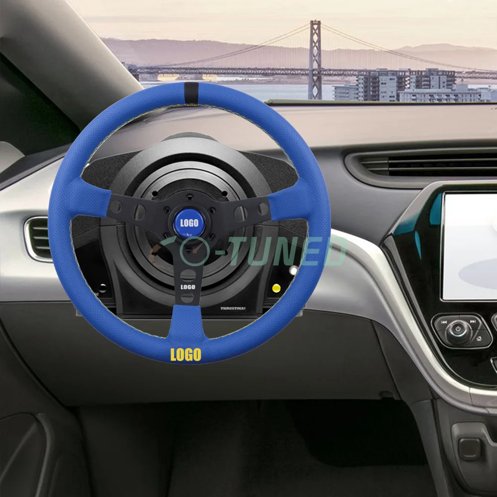 JDM 14inch ULTRA Steering Wheel Perforated Rally Deep Dish Racing Drift Volante With Horn Button For Universal