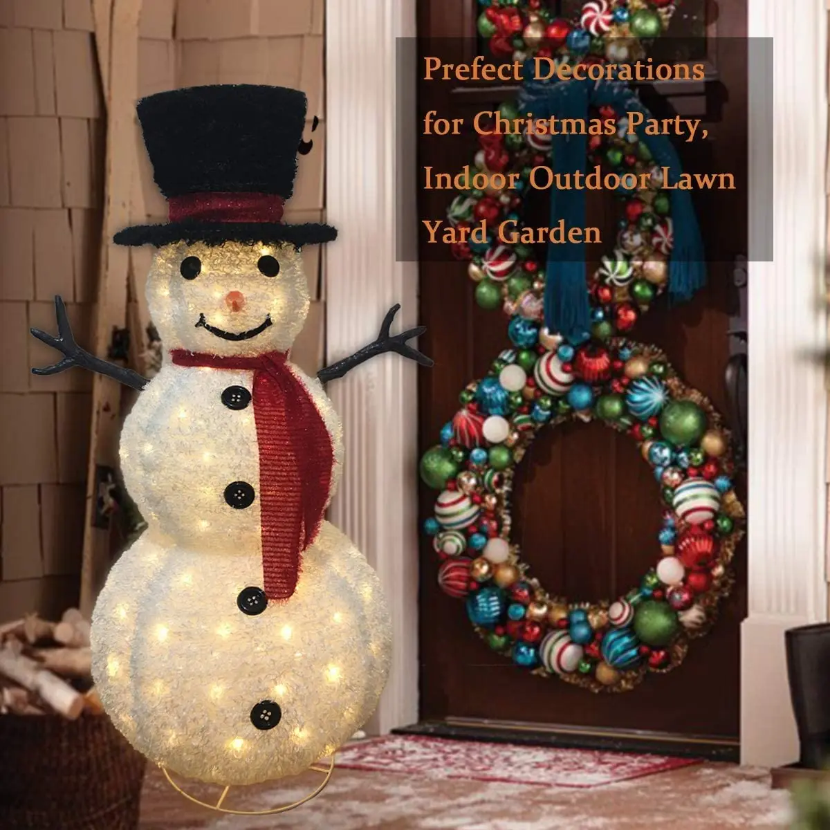 Hongshun christmas Decoration Light Foldable collapsible snow man for Christmas outdoor indoor