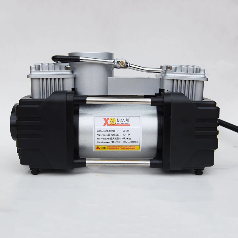 Sliver Double Cylinder Car Air Compressor  Tire Pump Auto Air Inflator For Truck Or Motorcycle With LED Light