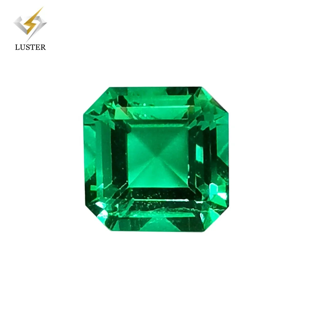 Luster gems carat asscher shape 3*3mm to 7*7mm loose colombian lab grown emerald