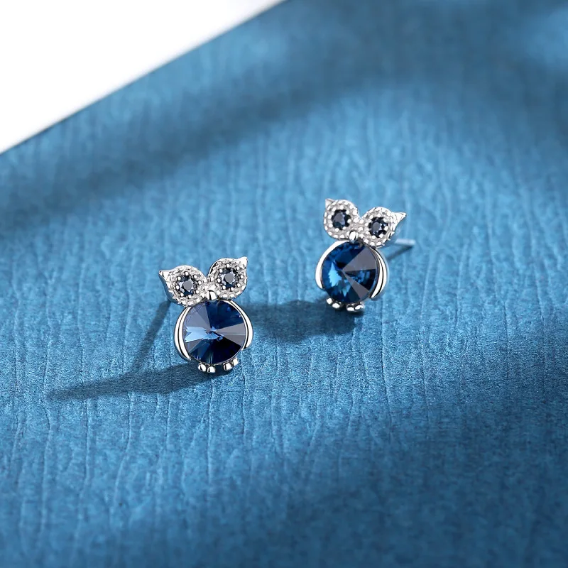 Fine Jewelry 925 Silver Jewelry Crystal Necklaces And Earings Owl Pendant Necklaces Jewelry Sets