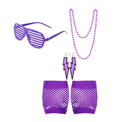 2022 new drop ship 80s Accessories Neon Necklace Fishnet Gloves Headband Bracelet Hen Party Dance Show ECOPARTY