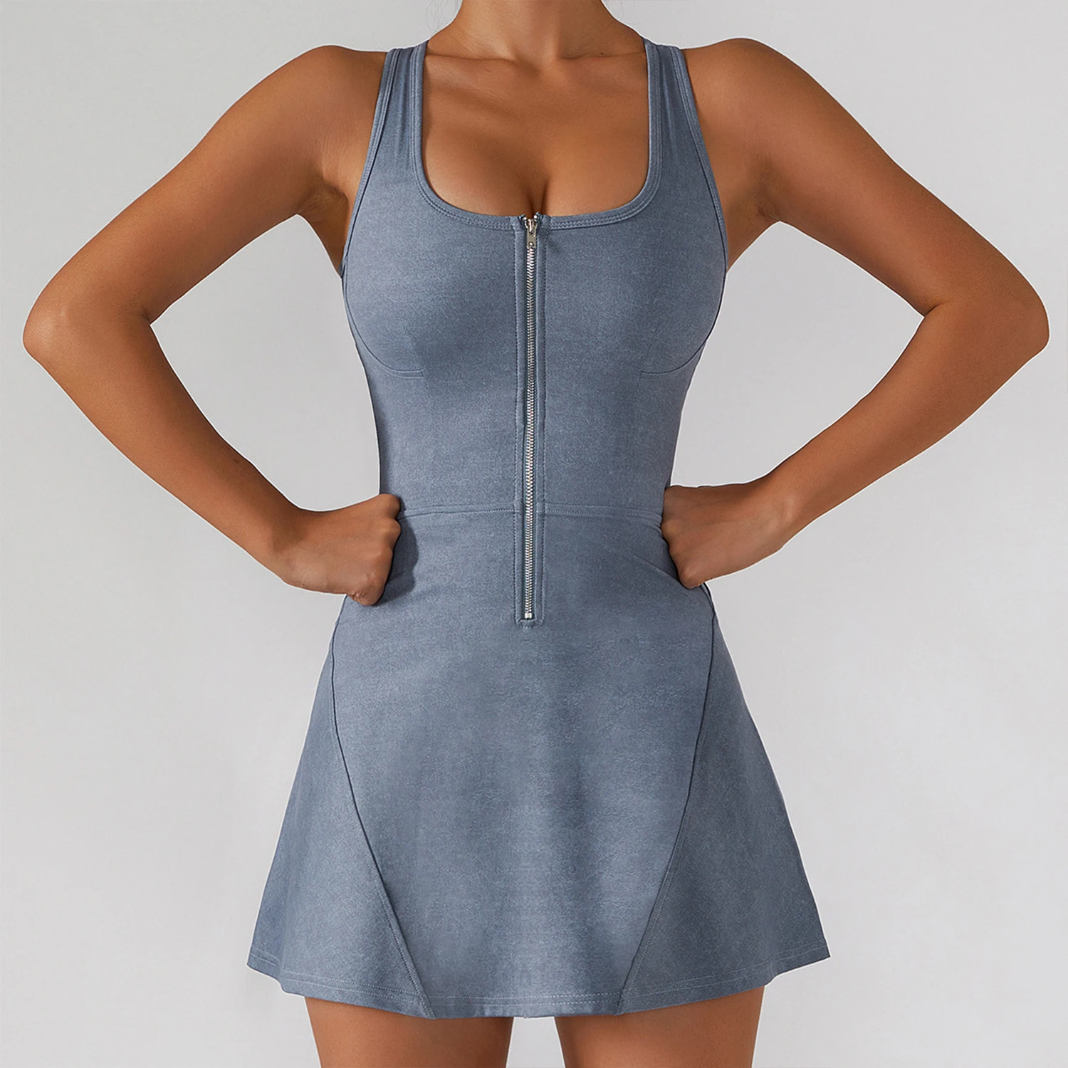 Custom Logo Hot Sale Sports Dress Workout Gym Active Wear Women 2 in 1 One Piece Tennis Dress With Built In Shorts