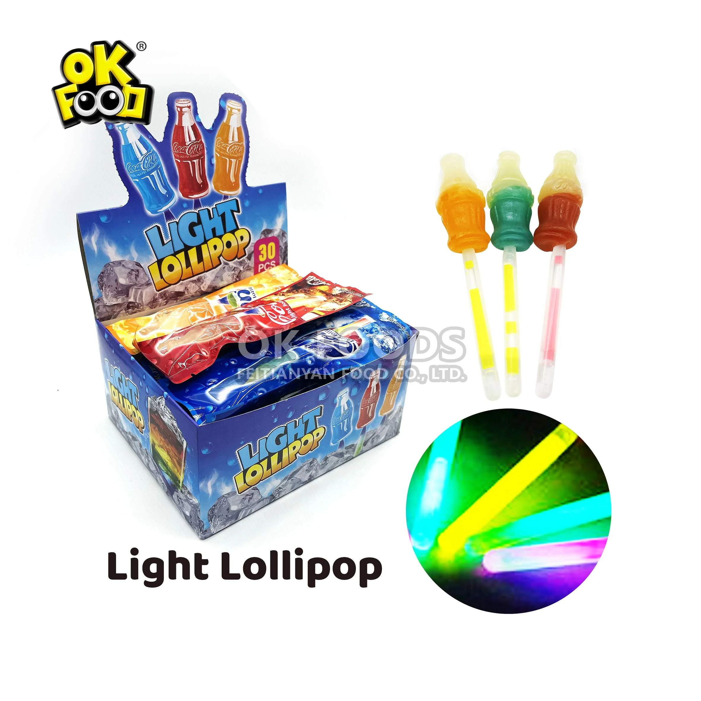 2022 Premium Bestseller Boxed 2-in-1 Soda Bottle Shape Glitter Lollipop No.1050