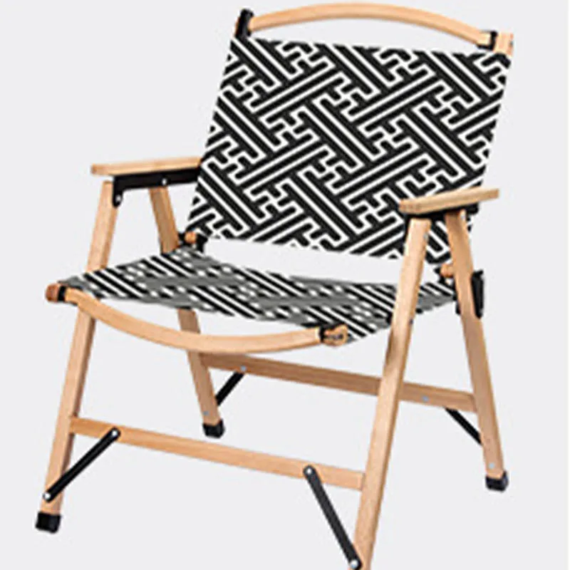 Outdoor Beach Chair Foldable Fabric Leisure Contemporary Modern Wooden Popular Sling Chair for Garden Beach Camping