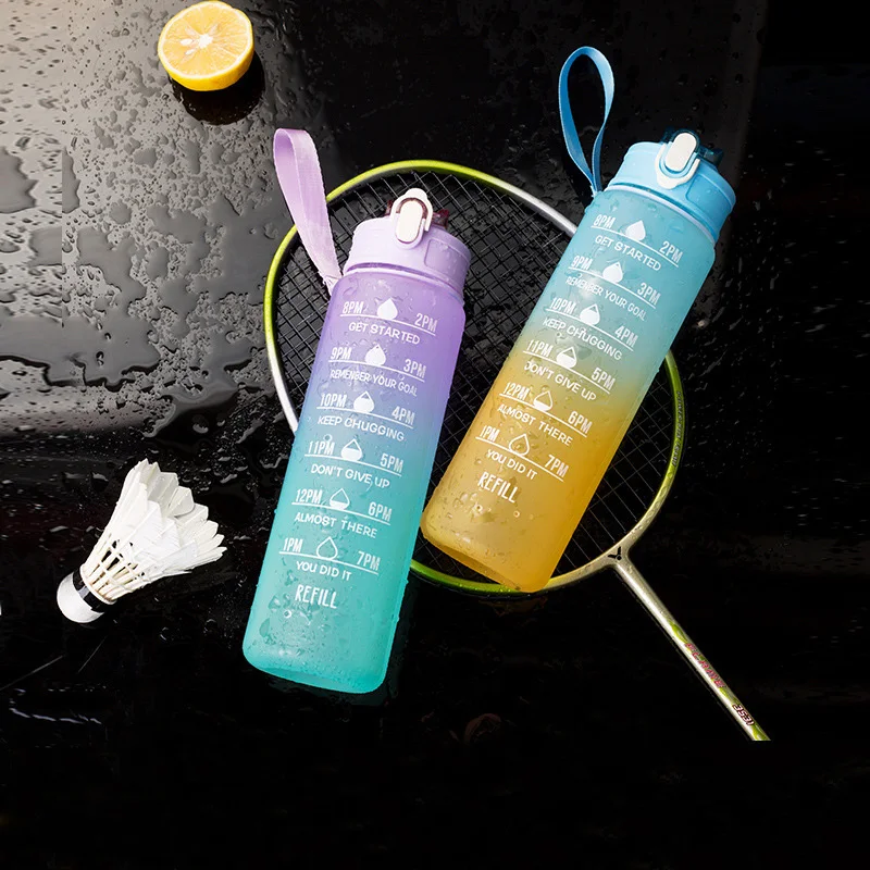 PASUXI Workout Sport Custom Logo Insulated Straw Strainer Tritan Plastic Motivational Water Bottles With Time Marker