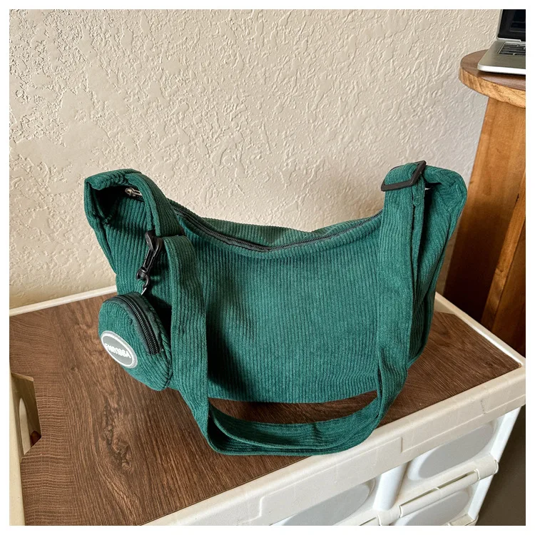 New New Dumpling Bag Corduroy Retro Messenger Bag Japanese And Korean Minimalist Style Shoulder Bag For Women