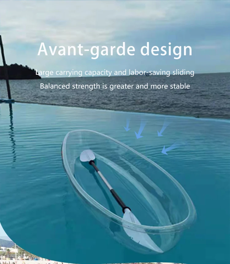 Crystal Kayak Fishing Boat Transparent Canoe with clear Bottom for Wholesale