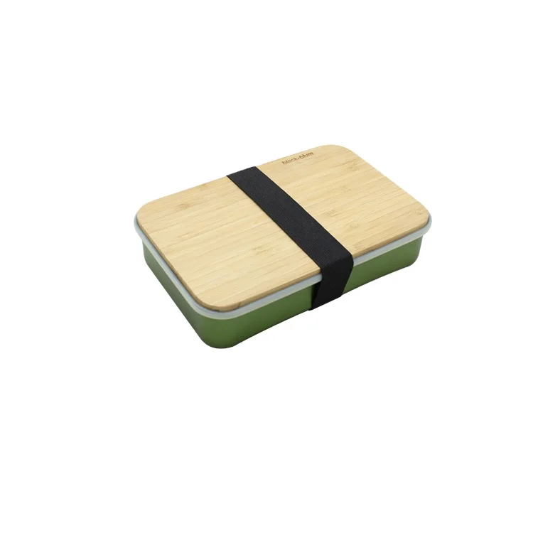 
Aluminum sandwich lunch box with bamboo lid food box 