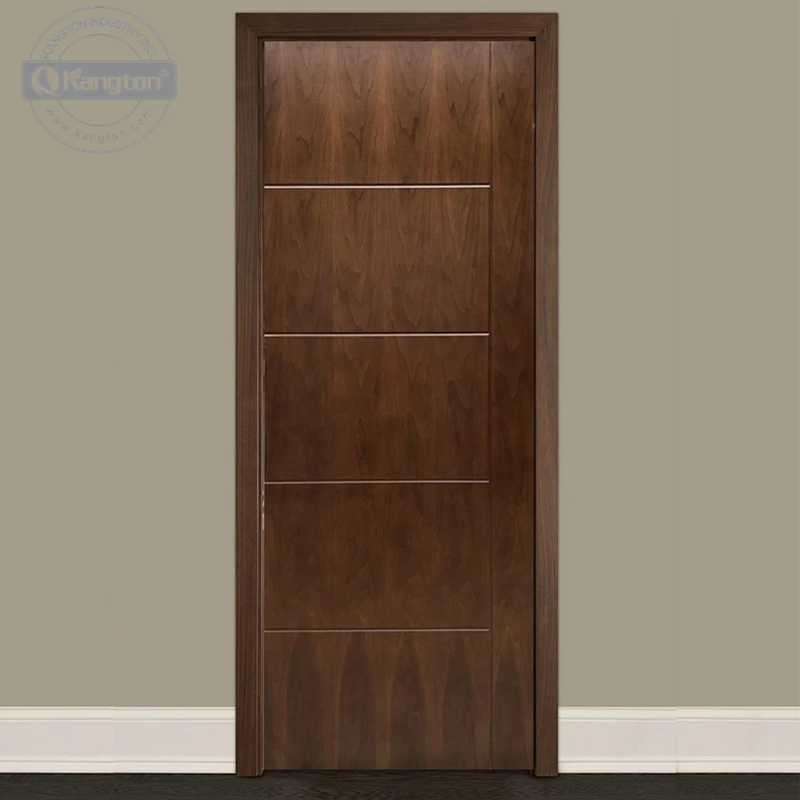 Kangton America Modern Home Design Prehung Solid Wooden Panel Black Walnut Interior Room Door