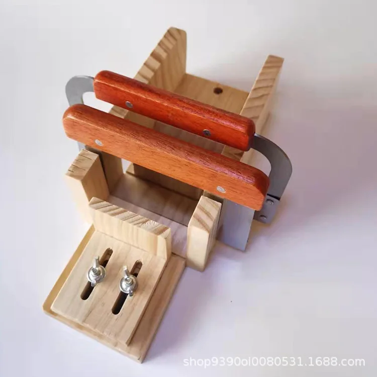 Amazon Hot Selling Soap Making Molds Kits with Adjustable Wooden Soap Cutter and Stainless Steel Soap Cutter