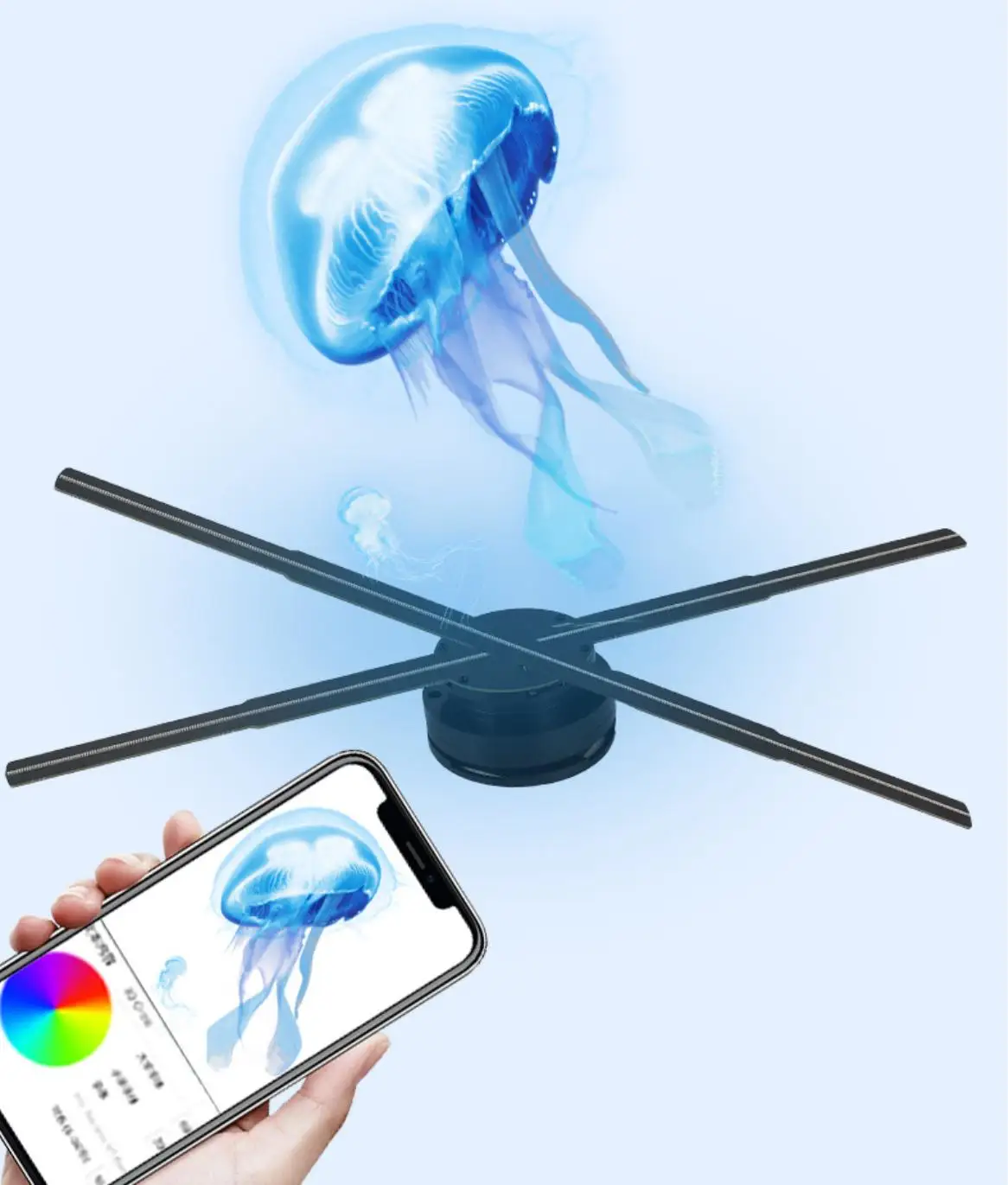 Yatexin Large 100CM 150CM LED 3D Holographic Fan with Giant Panel Intriguing 3D Effect
