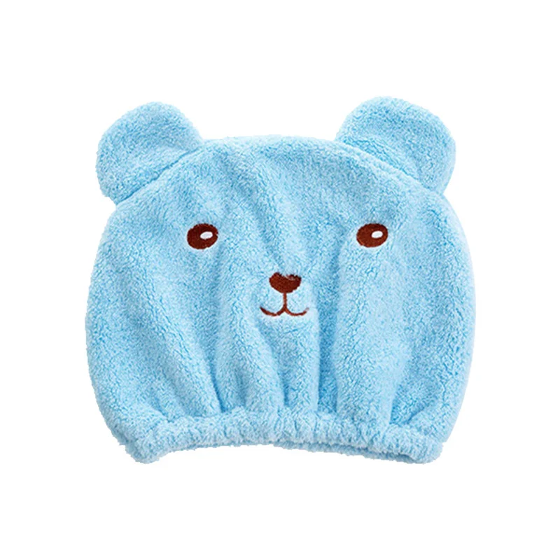 
 НОВАЯ шапка из коралловой шерсти для сухих волос с вышивкой медведя Милая мультяшная супервпитывающая быстросохнущая шапка для волос  
