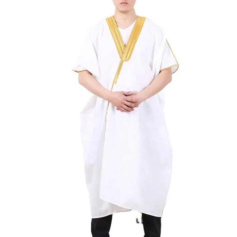 2021 Мужская тонкая туника с золотой нитью и вышивкой с золотой каймой средневосточное Африканское мусульманское платье