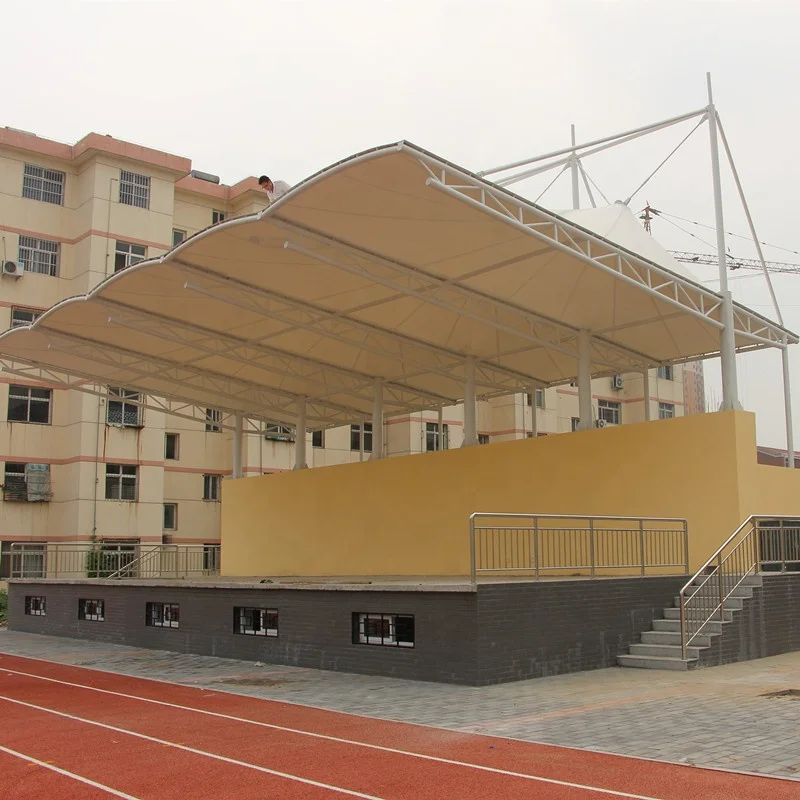 Customized PVDF fabric tensile shade membrane structure for outside sunshade and rainshade