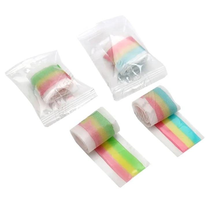 Rainbow Gummy Roll candy Halal Colorful Fruit Jelly Flavor Sugar Chinese High Quality Sweet Soft Candy Belt Individual Package