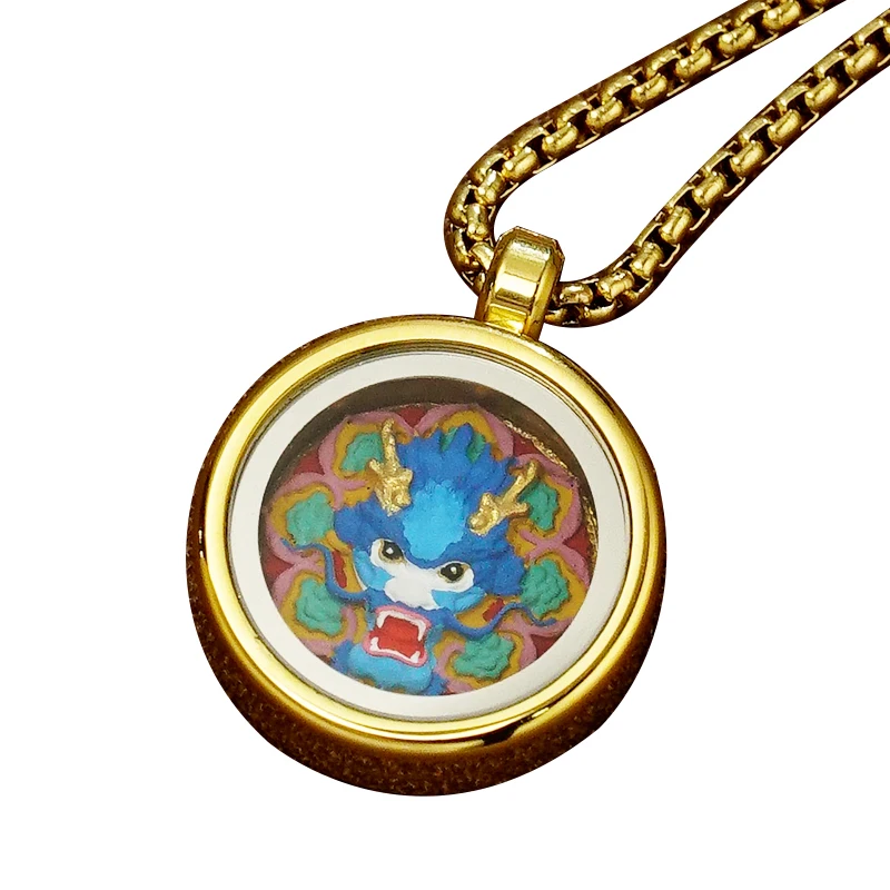 qianguyi Round titanium steel hand painted dragon auspicious body exquisite lucky custom painting wholesale and retail
