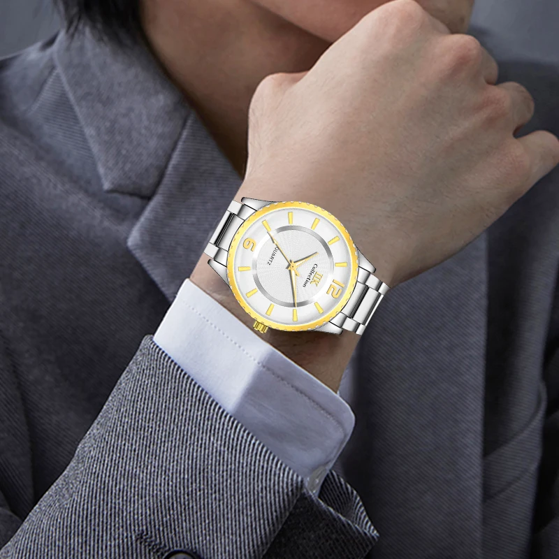 IIK 1343 Gold Factory Direct Mens Fashion Unique Simple Waterproof Quartz Wrist Watch For Men