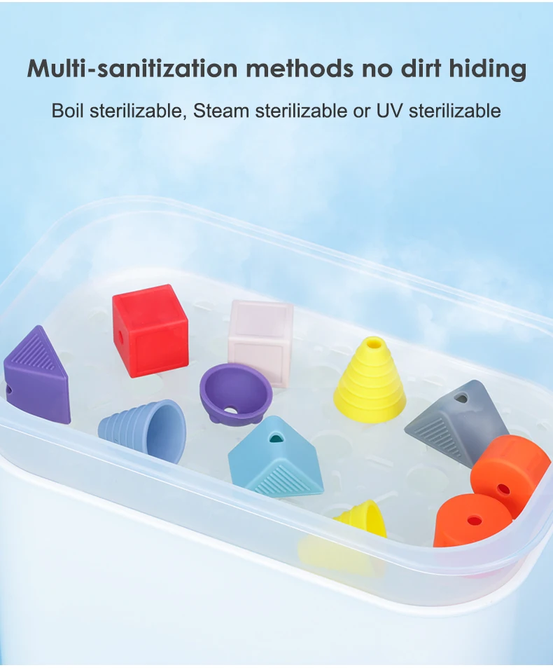 Kid Educational Puzzle Stacking Tower Lacing Toy Baby Toddler MontessoriToys Silicone Sensory Toys For 1-3 Year Old