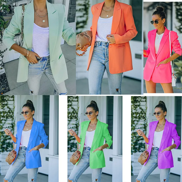 2022 New Arrivals Spring Fashion Leisure Women Coats and Blazer Formal Ladies Candy Colors Suit Jackets Cheap Blazer for Women