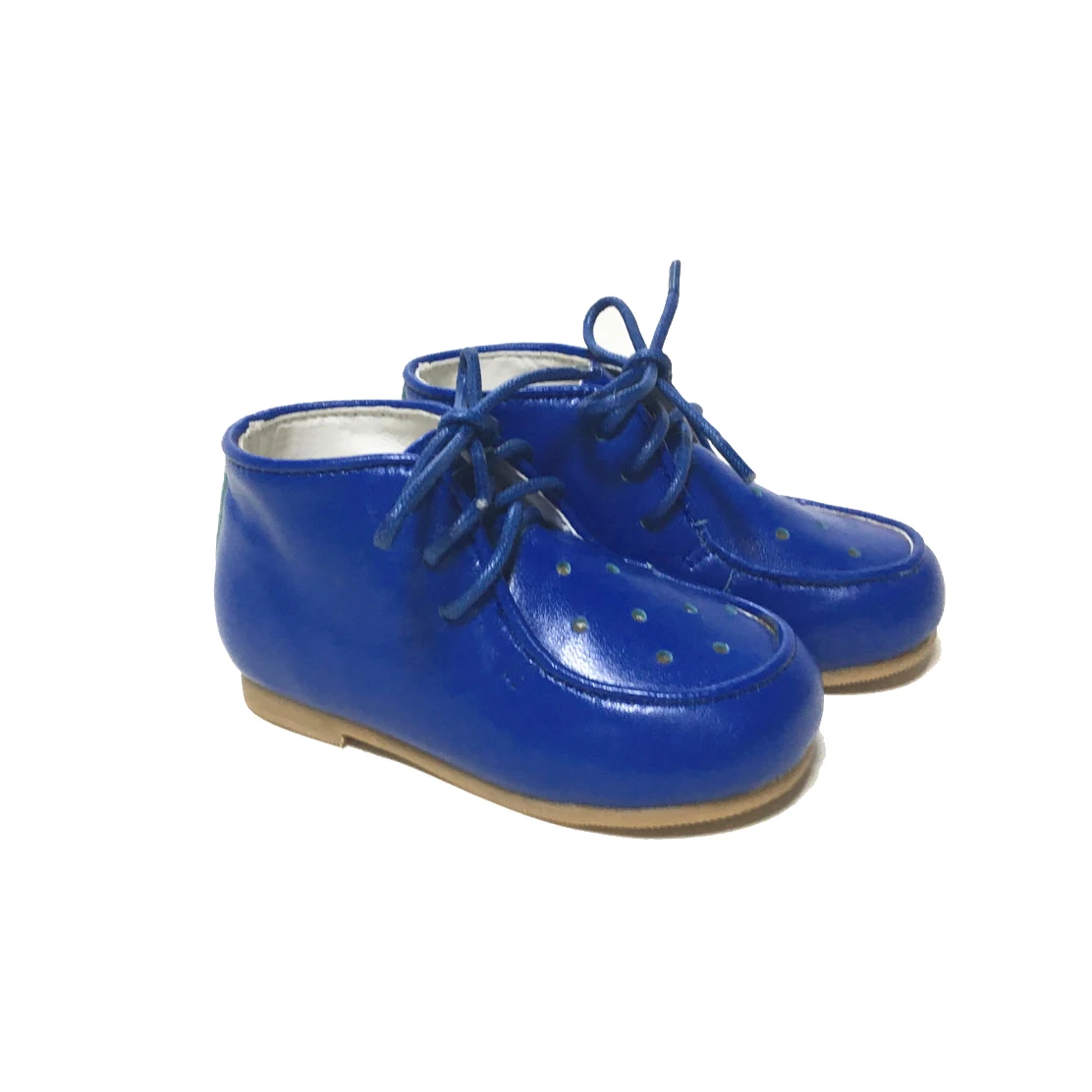 2022 Новое поступление высококачественные кожаные туфли с отверстиями на шнуровке для маленьких девочек Кожаные Туфли синие детские повседневные туфли